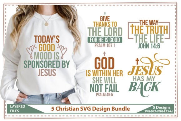 5 Christian SVG Design Bundle for T-Shirt Designs