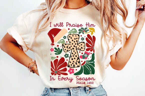 Boho Christmas Jesus Cross PNG for T-Shirt Designs