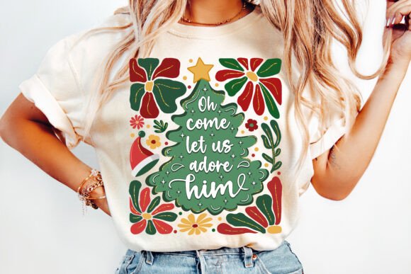 Boho Floral Christian Christmas PNG for T-Shirt Designs