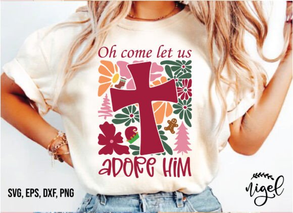 Boho Floral Christian Christmas SVG PNG for T-Shirt Designs