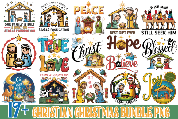 Christian Christmas Bundle Png for T-Shirt Designs