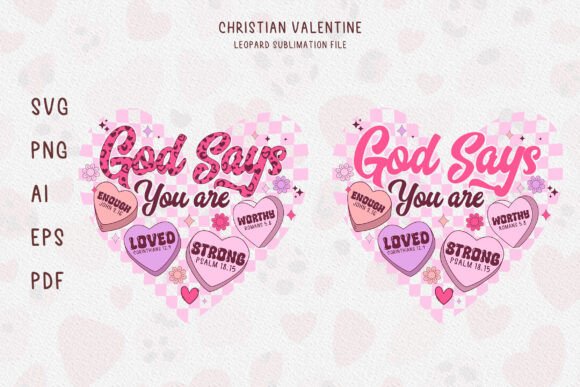 Christian Retro Valentine Leopard PNG for T-Shirt Designs