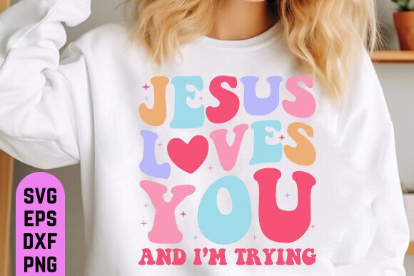 Christian SVG, Retro Jesus Loves You SVG for T-Shirt Designs