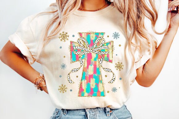 Glitter Coquette Christmas Jesus PNG for T-Shirt Designs