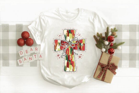 Glitter Jesus Cross Bow PNG Sublimation for T-Shirt Designs