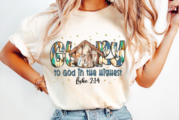 Glory to God Jesus Christmas PNG for T-Shirt Designs
