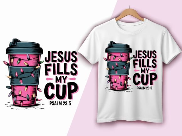 Jesus Fills My Cup Psalm 23 5 Christmas T-Shirt Designs